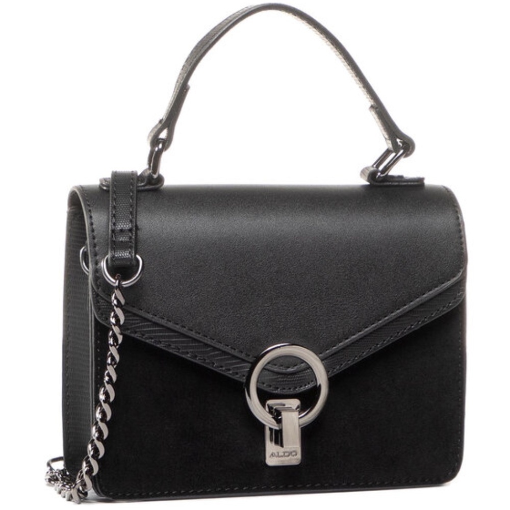 Like New Faux Suede & Leather Top-handle Crossbody Mini Handbag